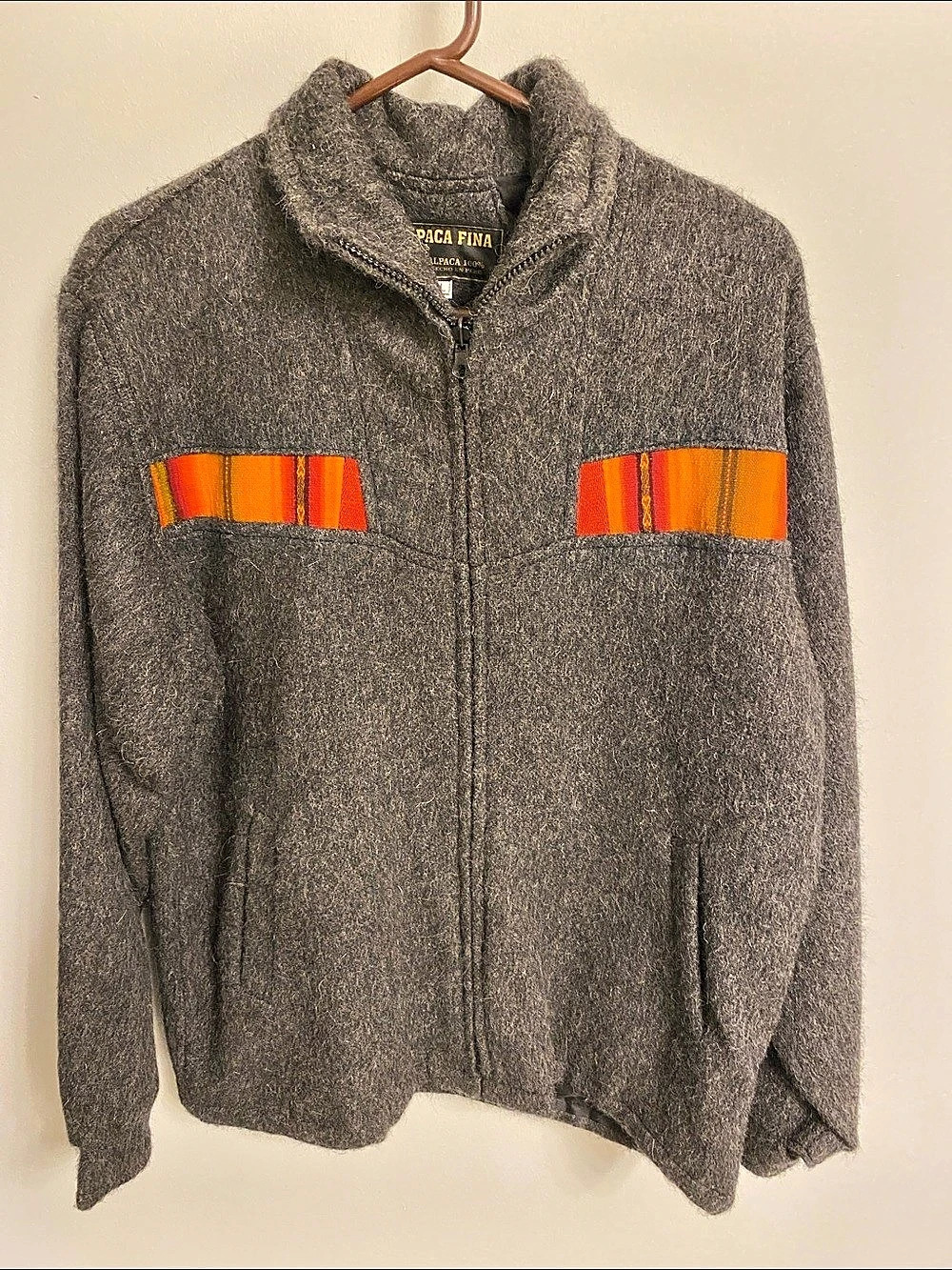Alpaca Fina Alpaca Color Block Jacket Size Large